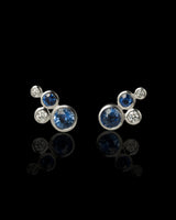 Auksiniai auskarai su deimantais, safyrais "Candies"