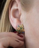 Auksiniai auskarai su safyrais, deimantais, granatais tsavoritais "Ocean"