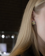 Auksiniai auskarai su safyrais, deimantais, granatais tsavoritais "Ocean"