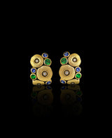 Auksiniai auskaraisu deimantais ir safyrais "Orchard"