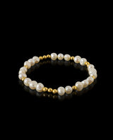 Apyrankių rinkinys su perlais ir sidabrinėmis paauksuotomis detalėmis