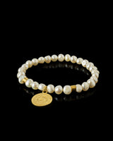 Apyrankių rinkinys su perlais ir sidabrinėmis paauksuotomis detalėmis