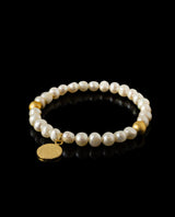 Apyrankių rinkinys su perlais ir sidabrinėmis paauksuotomis detalėmis