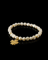 Apyrankių rinkinys su perlais ir sidabrinėmis paauksuotomis detalėmis