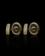 Auksinės sąsagos su deimantais "Motociklo ratai".