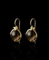 Auksiniai auskarai su deimantais ir dūminiais kvarcais "Rūko lašai"