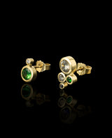 Auksiniai auskarai su deimantais, safyru ir granatais tsavoritais "Candy"