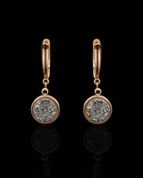 Auksiniai auskarai su deimantais ir kvarco drūza "Rock&Roll"