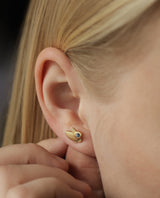 Auksiniai auskarai su safyrais "Lapeliai"