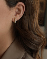 Auksiniai auskarai su perlais ir deimantais "Trapecijos"