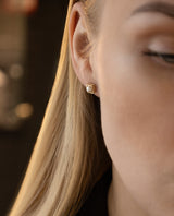 Auksiniai auskarai su perlais "Kvadratėliai"