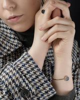 Auksinė apyrankė su juodu deimantu ir kvarco drūza "Rock&Roll"