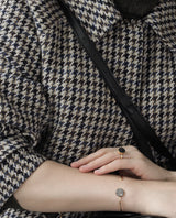 Auksinė apyrankė su juodu deimantu ir kvarco drūza "Rock&Roll"