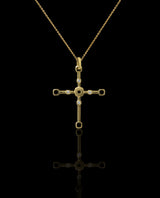 Auksinis pakabukas su deimantais "Box cross"