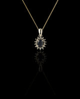 Auksinis pakabukas su safyru ir deimantais "Karališka klasika"