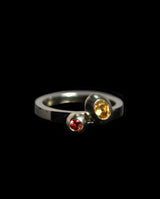 Auksinis žiedas su oranžiniu safyru ir citrinu "Žaidimai"