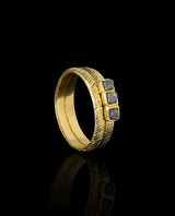 Auksinis žiedas su neapdorotais deimantais "Raw Beauty"