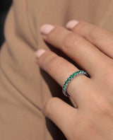 Auksinis žiedas su smaragdais "Eternity"