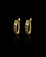 Auksiniai auskarai su emale ir smaragdais