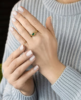 Auksinis žiedas su smaragdu