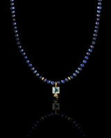 Kaklo papuošalas su perlais, auksu, deimantu ir topazu