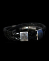 Odinė apyrankė su sidabro detalėmis ir pirštų antspaudais "Tėčiui"