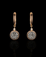 Auksiniai auskarai su deimantais ir kvarco drūza "Rock&Roll"