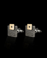 Sidabrinės sąsagos ir kaklaraiščio segtukas su auksu ir juodu deimantu