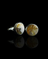 Sidabrinės sąsagos su gintaru "R"