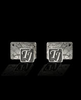 Sidabrinės sąsagos su juodais deimantais "TJ"