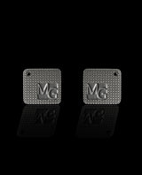 Sidabrinės sąsagos su juodais deimantais "MG"