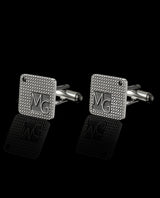 Sidabrinės sąsagos su juodais deimantais "MG"