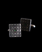 Sidabrinės sąsagos su smaragdais