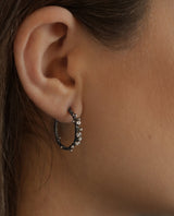 Sidabriniai auskarai su auksu ir deimantais "Dark Gleam Diamond Hoops"