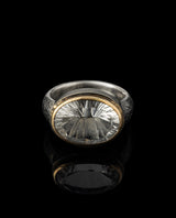 Sidabrinis paauksuotas žiedas su kalnų krištolu "Skaidru"