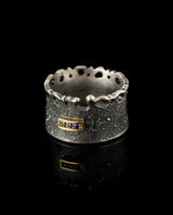 Sidabrinis žiedas su auksu ir safyrais "Trys akmenėliai"