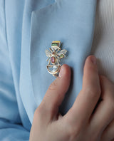 Sidabrinė segė su auksu ir pusbrangiais akmenimis "Kamanė"