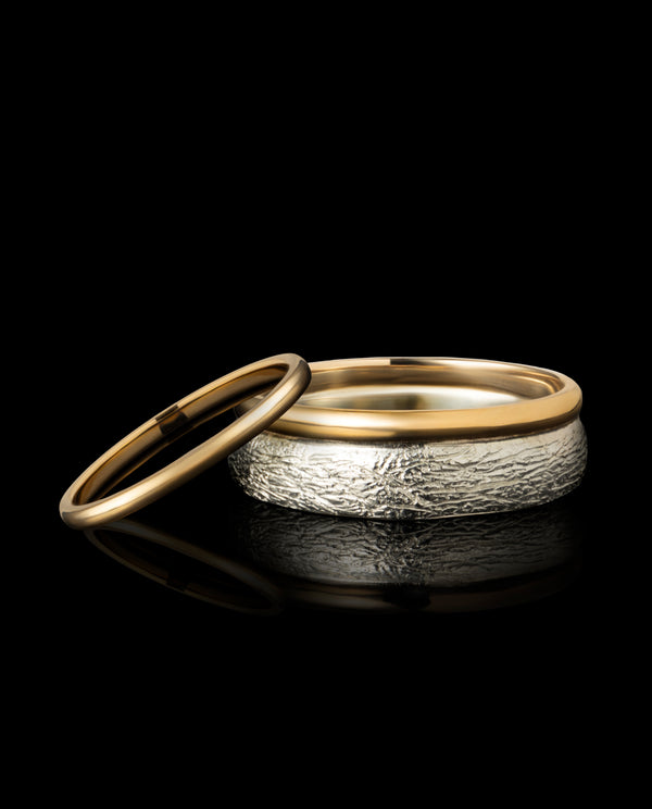 Sidabro ir raudono aukso vestuviniai žiedai
