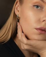 Auksiniai auskarai su emale ir smaragdais