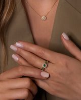 Auksinis žiedas su smaragdais ir deimantais "Shining green eyes"