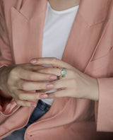 Sidabrinis žiedas su deimantu, fluoritu, opalu ir peridotu