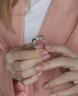 Sidabrinis žiedas su deimantu, fluoritu, opalu ir peridotu