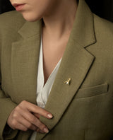 Auksinė segė su deimantais, perlu ir emale "Drugelis"