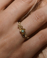 Auksinis žiedas su turmalinu "Žalioji gėlė"