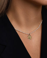 Kaklo papuošalas su perlais, auksu ir deimantu "Meilės išraiška"