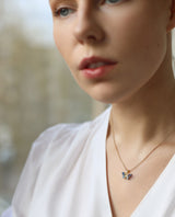 Auksinis pakabukas su deimantais ir emale "MINI DRUGELIS"