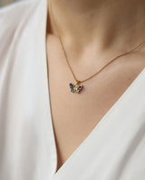 Auksinis pakabukas su deimantais ir emale "MINI DRUGELIS"