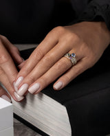 AUKSINIŲ ŽIEDŲ RINKINYS SU SPALVOTAIS SAFYRAIS "SALDAINIUKAI"