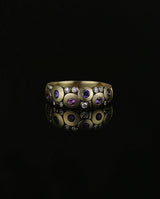 Auksinis žiedas su deimantais ir safyrais "Candy"