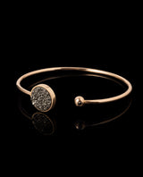 Auksinė apyrankė su juodu deimantu ir kvarco drūza "Rock&Roll"